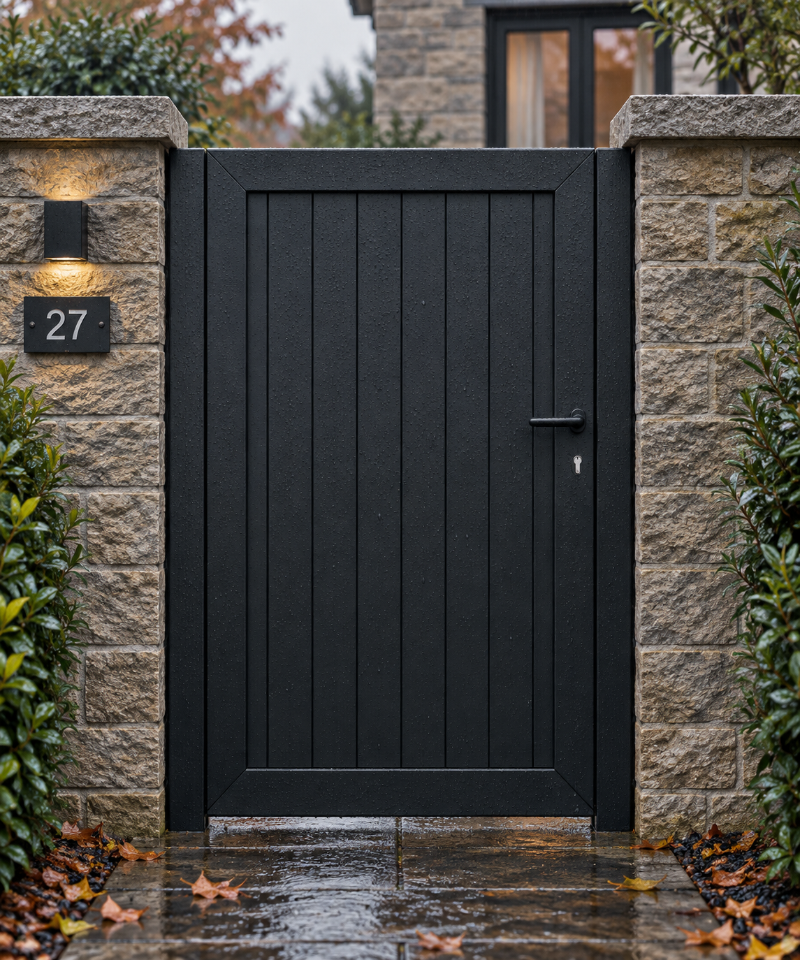 Emerald Design Pedestrian Gate Orsen in Jet Black RAL 9005