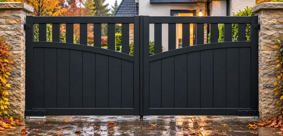Onyx Design Swing Aluminium Gate Orsen in Jet Black RAL 9005