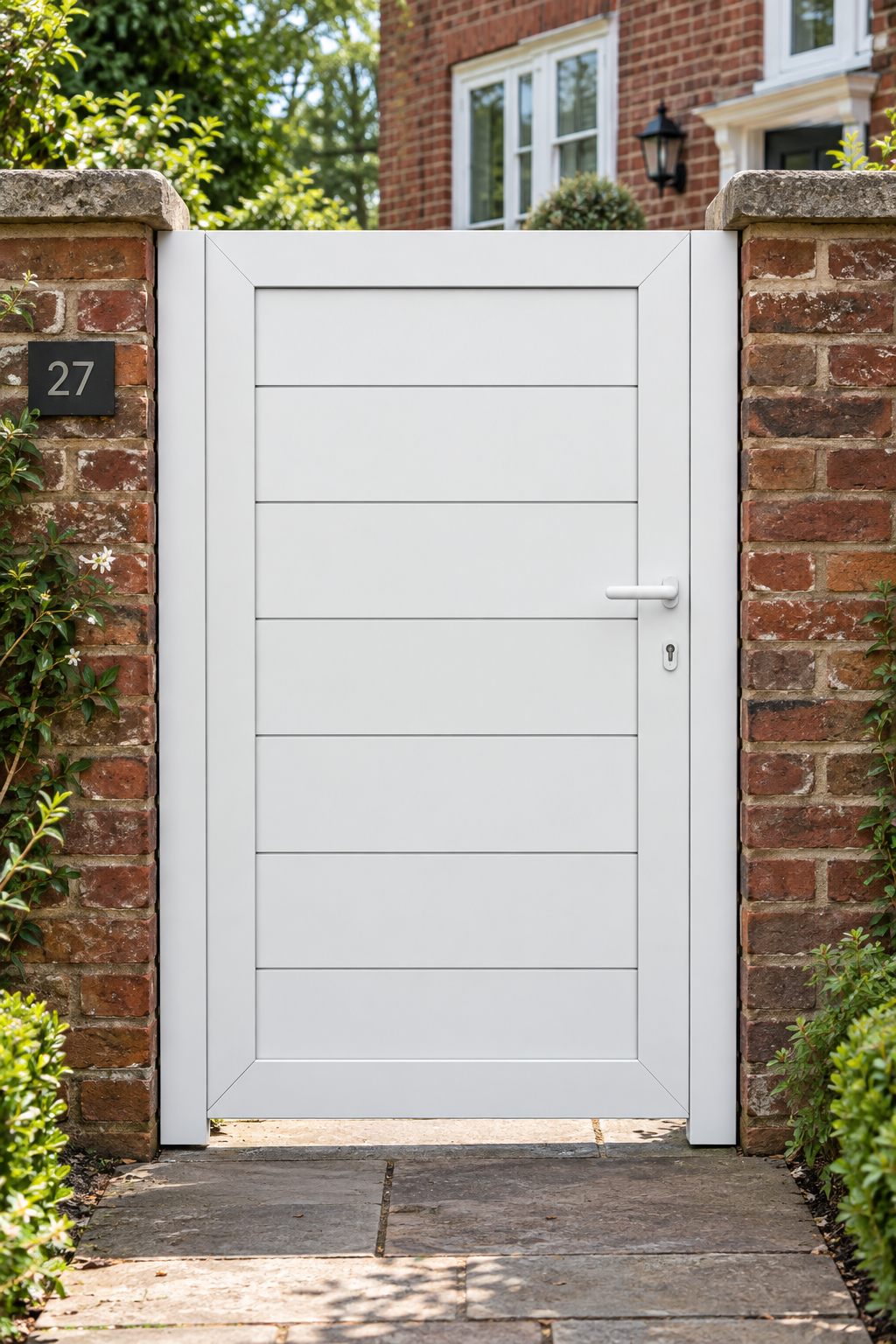 Opal Design Pedestrian Gate Orsen in Traffic White RAL 9016 Colour 
