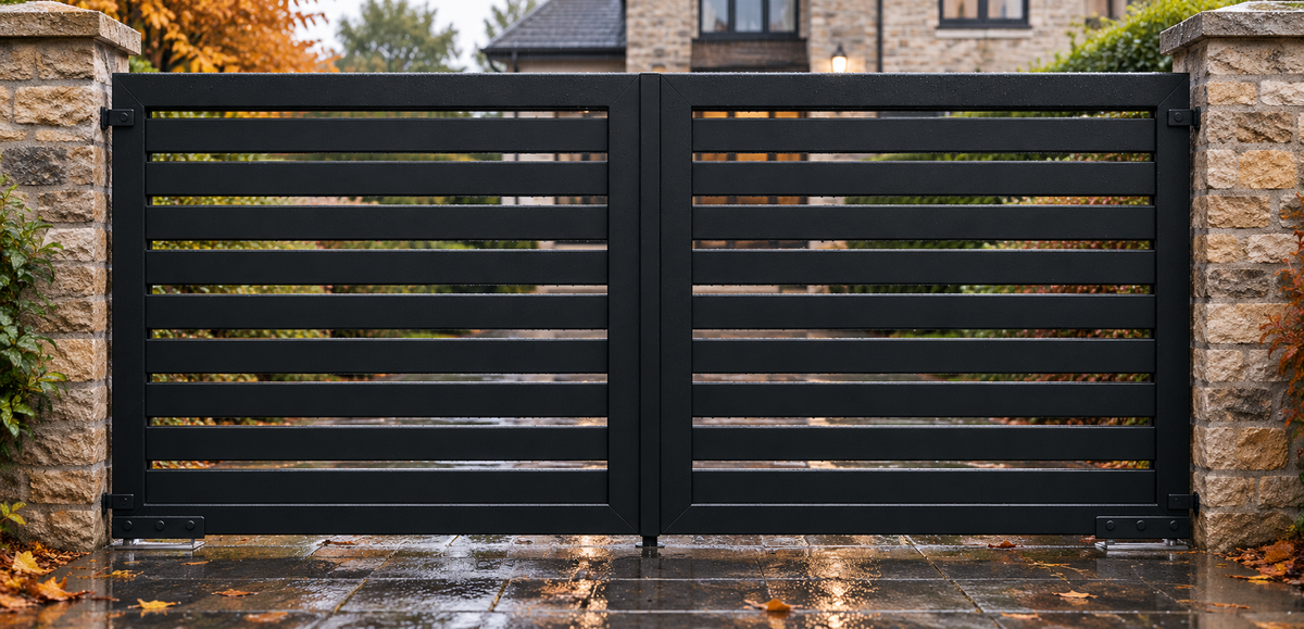 Ruby Design Swing Aluminium Gate Orsen in Jet Black 9005
